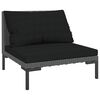 vidaXL Gartensofa mit Kissen Halbrundes Poly Rattan