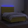 vidaXL Boxspringbett mit Matratze & LED Gr&uuml;n 140x200 cm Stoff