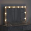 vidaXL Kosmetikspiegel mit LED-Lichtleisten Beton Grau 80 x 55 x 18 cm
