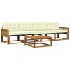 vidaXL Outdoor-Sofagarnitur mit Kissen 5 pcs Natur und Creme