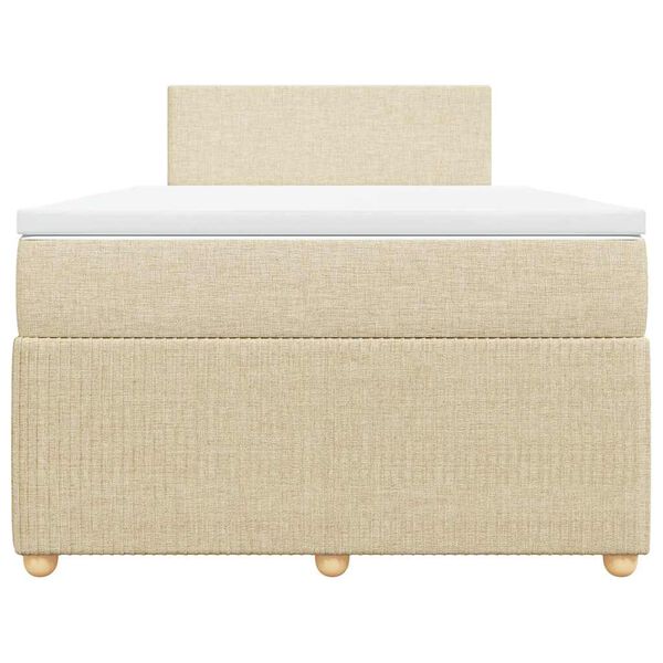 vidaXL Boxspringbett mit Matratze Creme 120x190 cm Stoff