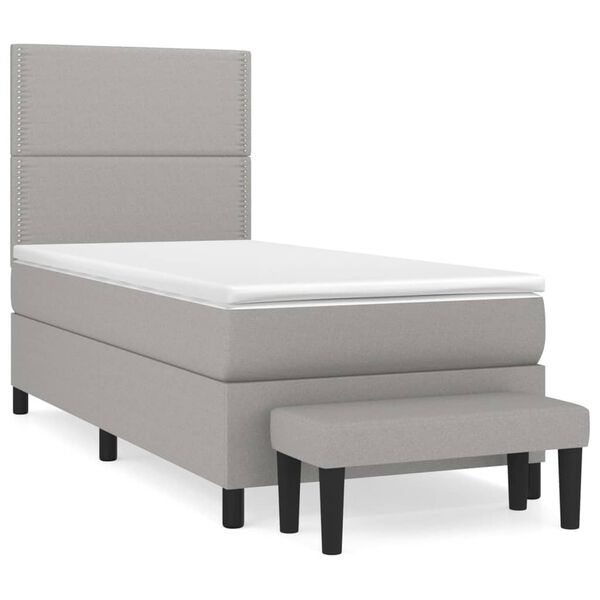 vidaXL Boxspringbett mit Matratze Hellgrau 90x190 cm Stoff