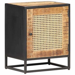 vidaXL Nachttisch 40x30x50 cm Raues Mangoholz und Wiener Geflecht