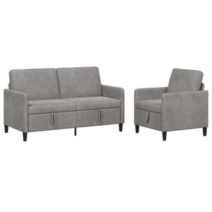 vidaXL Sofa Set mit Stauraum 2 stk. Hellgrau Polyester
