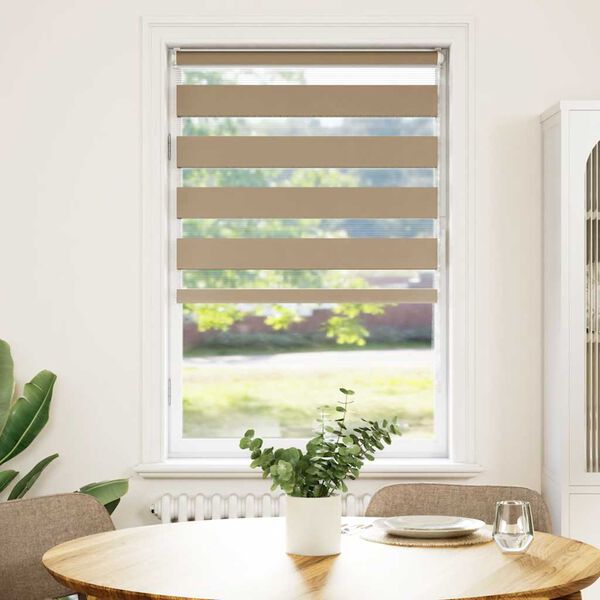 vidaXL Doppelrollo Sandbraun 75x100 cm Stoffbreite 70,9 cm Polyester