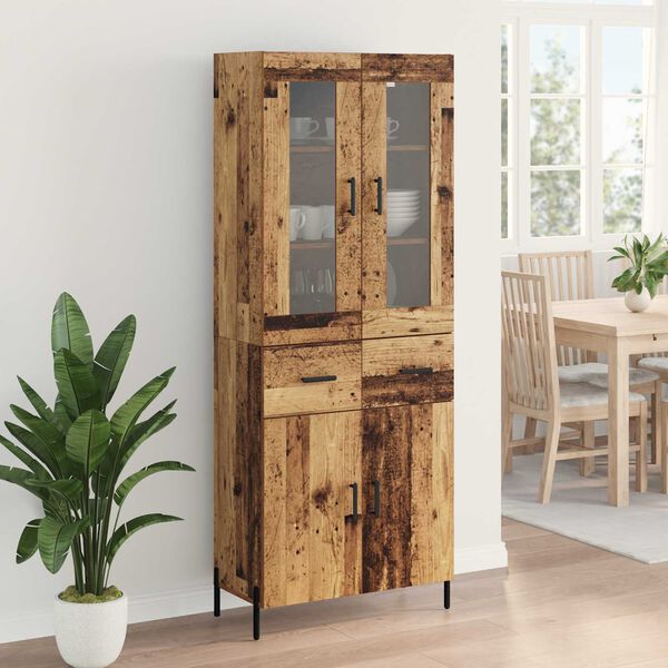 vidaXL Highboard Wandmontiert Altholz 69,5 x 34 x 180 cm Holzwerkstoff