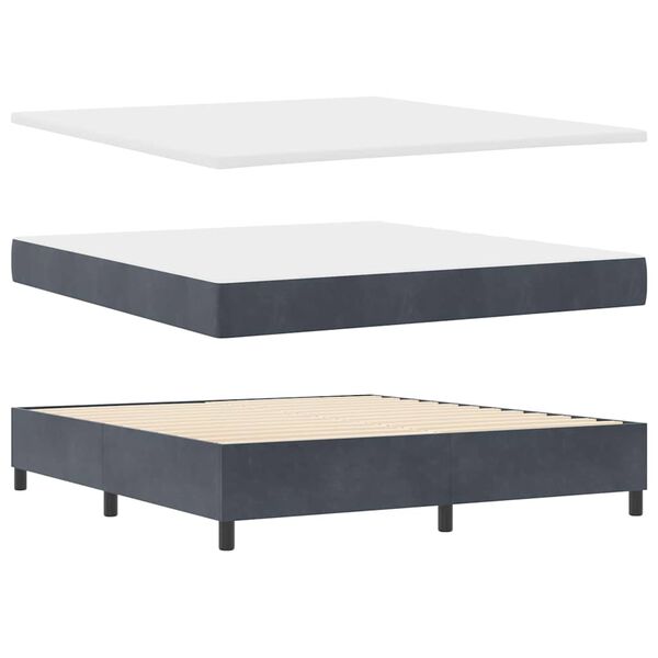 vidaXL Boxspringbett mit Matratze Dunkelgrau 180 x 200 cm Samt