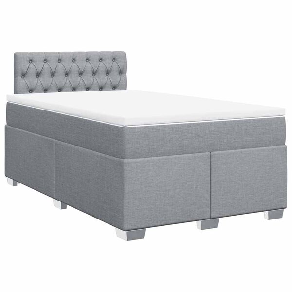 vidaXL Boxspringbett mit Matratze Hellgrau 120x190 cm Stoff