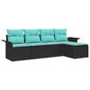 vidaXL Gartensofa-set mit Kissen 5 pcs Schwarz Poly-Rattan