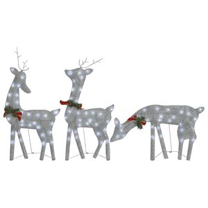 vidaXL LED-Rentiere Weihnachtsdeko 270x7x90 cm Silbern Kaltwei&szlig;