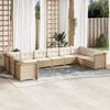 vidaXL 10-tlg. Garten-Sofagarnitur mit Kissen Beige Poly Rattan