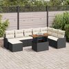 vidaXL Garten-Sofa-Set mit Kissen mit Speicher 9 pcs Schwarz und Creme