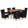 vidaXL 7-tlg. Garten-Essgruppe Poly Rattan Schwarz und Braun