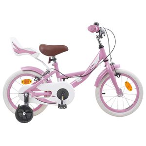 vidaXL Kinderfahrrad 12 Zoll f&uuml;r 2-4 Jahre alt Hellrosa