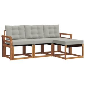 vidaXL Outdoor-Sofagarnitur mit Kissen 4 pcs Nat&uuml;rlich und Hellgrau