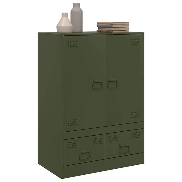 vidaXL Highboard Olivgr&uuml;n 67x39x95 cm Stahl