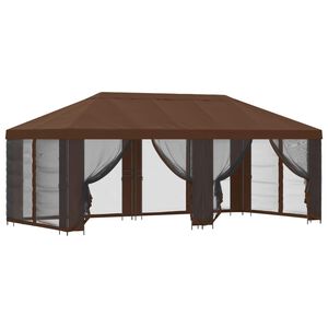 vidaXL Garten Pavillon mit Seitenw&auml;nden 6 x 3 m Braun