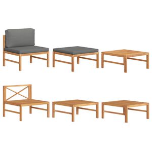 vidaXL 3-tlg. Garten-Lounge-Set mit Dunkelgrauen Kissen Teakholz