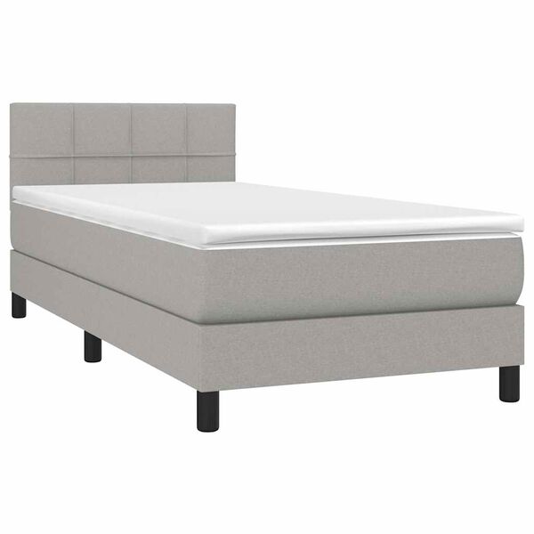 vidaXL Boxspringbett mit Matratze Hellgrau 90x190 cm Stoff