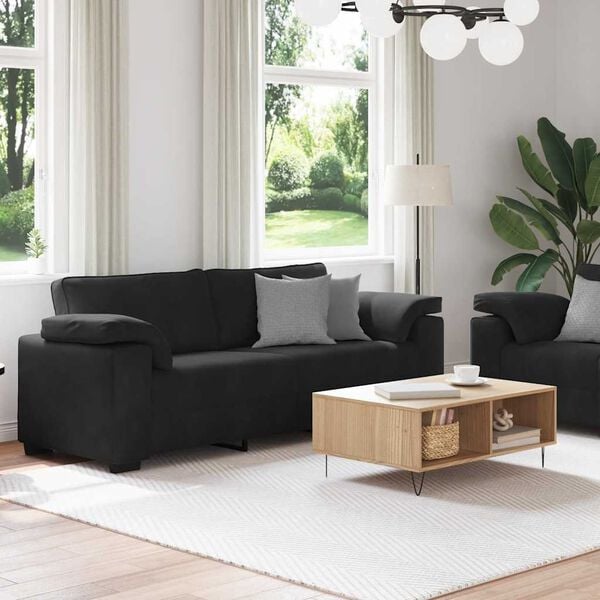 vidaXL 2-teiliges Sofa-Set mit Kissen, schwarzer Samt