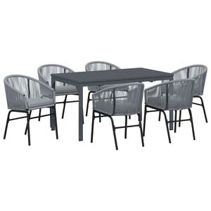 vidaXL Garten Essgruppe 7 pcs Grau Poly-Rattan