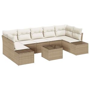 vidaXL Sofa Set mit Kissen 8 pcs Beige Poly Rattan
