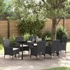 vidaXL Garten Essgruppe mit Kissen 7 pcs Schwarz Poly-Rattan