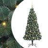 vidaXL K&uuml;nstlicher vorbeleuchteter Weihnachtsbaum mit Kugelset Gr&uuml;n