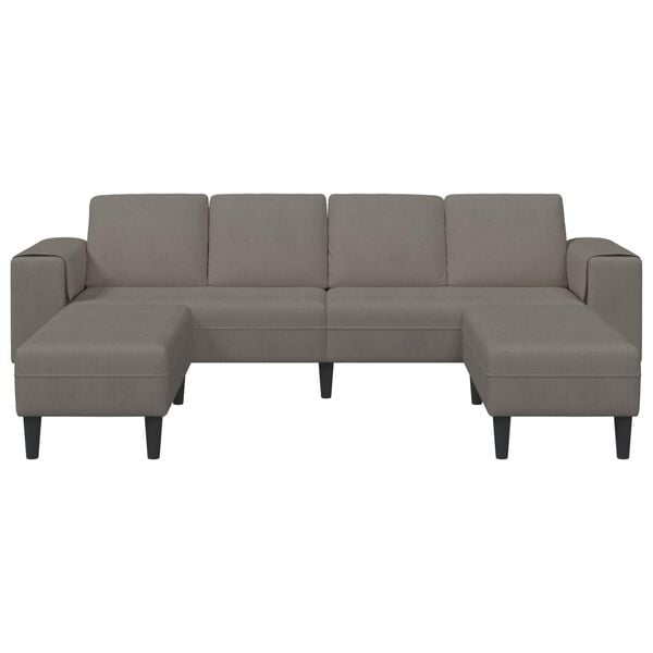vidaXL Sofa mit Kissen Hellgrau 250 x 188 x 76 cm Cordstoff