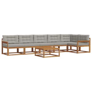 vidaXL Outdoor-Sofagarnitur mit Kissen 7 pcs Nat&uuml;rlich und Hellgrau