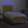 vidaXL Boxspringbett mit Matratze & LED Gr&uuml;n 90x190 cm Stoff