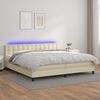 vidaXL Boxspringbett mit Matratze & LED Creme 200x200 cm Kunstleder