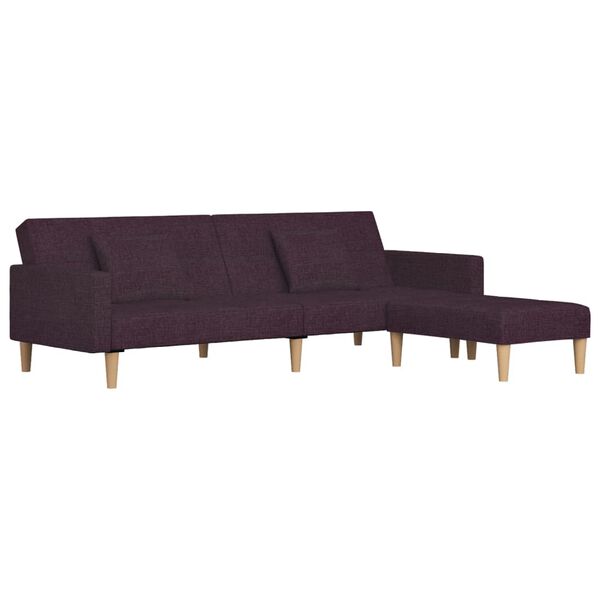 vidaXL Schlafsofa 2-Sitzer mit 2 Kissen & Hocker Lila Stoff