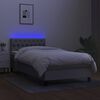 vidaXL Boxspringbett mit Matratze & LED Hellgrau 90x190 cm Stoff