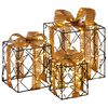 vidaXL Beleuchtete Weihnachtsgeschenkbox 3 stk. 150 LEDs Warmes Wei&szlig;
