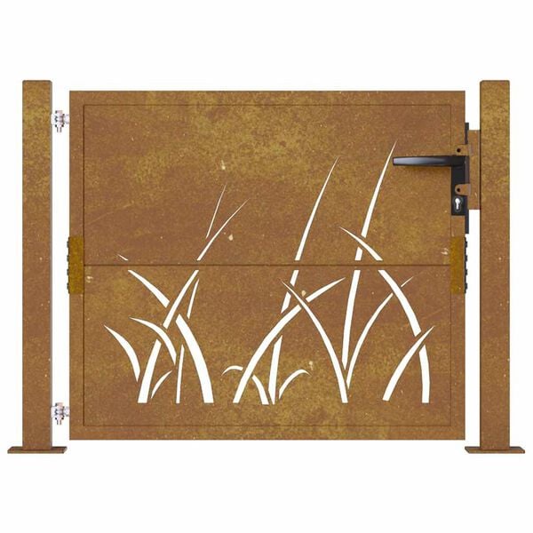 vidaXL Gartentor 100x75 cm Cortenstahl Gras-Design
