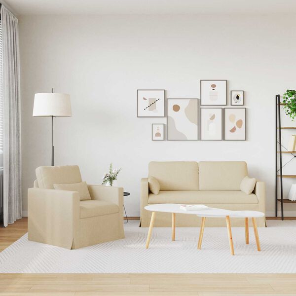 vidaXL Sofa 2 pcs Creme 158 x 78 x 80 cm Stoff