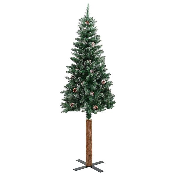 vidaXL Schlanker Weihnachtsbaum mit 300 LEDs mit St&auml;nder Gr&uuml;n 180 cm