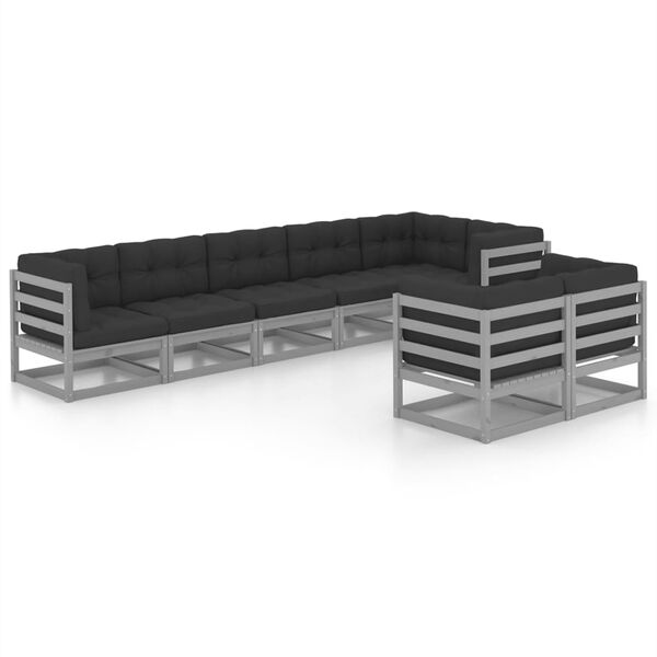 vidaXL 8-tlg. Garten-Lounge-Set mit Kissen Massivholz Kiefer