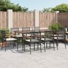 vidaXL 9-tlg. Garten-Essgruppe mit Kissen Schwarz Poly Rattan