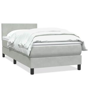 vidaXL Boxspringbett mit Matratze Hellgrau 80x210 cm Samt