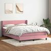 vidaXL Boxspringbett mit Matratze Rosa 160x220 cm Samt