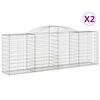 vidaXL Gabionen mit Hochbogen 2 Stk. 300x50x100/120cm Verzinktes Eisen