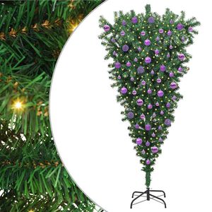 vidaXL Umgedrehter Kunst Weihnachtsbaum mit Kugelset Gr&uuml;n 180 cm PVC