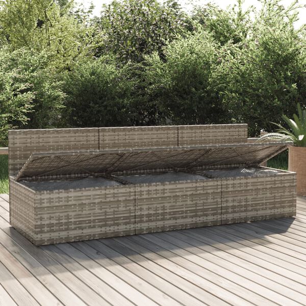 vidaXL Gartensofa 3-Sitzer mit Kissen Grau Poly Rattan