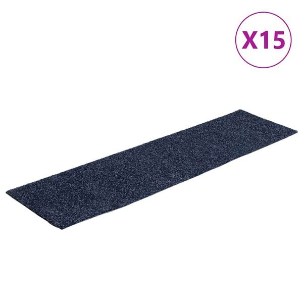 vidaXL Stufenmatten Selbstklebend 15 Stk. 76x20 cm Grau Blau Rechteckig