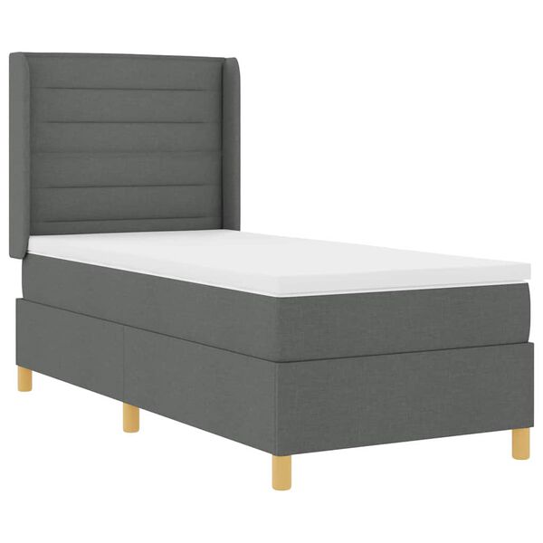 vidaXL Boxspringbett mit Matratze mit Kopfteil Grau 90 x 190 cm Stoff