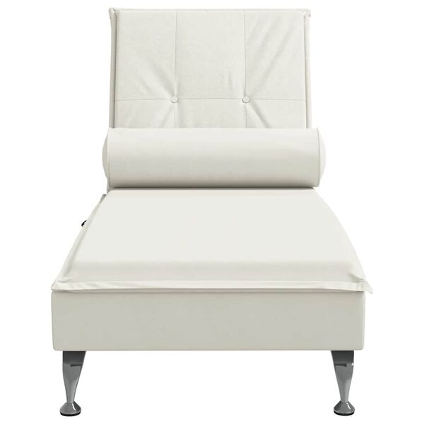 vidaXL Massage-Chaiselongue mit Nackenrolle Creme Samt