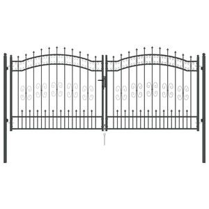 vidaXL Zauntor mit Speer-Top KAMPEN 305 x 125 cm Stahl Grau