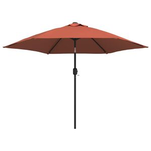 vidaXL Sonnenschirm mit LED-Beleuchtung Stahl-Mast 300 cm Terrakotta